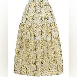 Maje Jizia flower pattern organza midi skirt